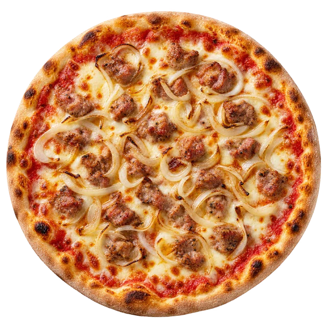 Salsiccia e Cipolle — sos pom., ser, kiełbasa, cebula