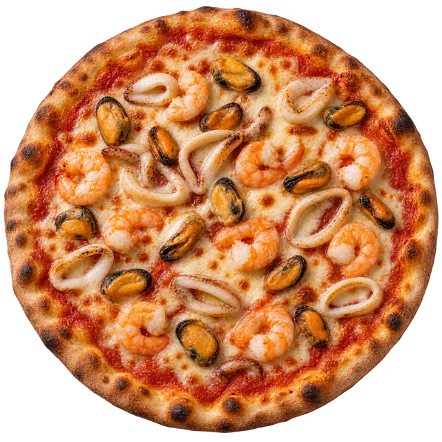 Frutti di Mare — sos pom., ser, krewetki, małże, kałamarnice