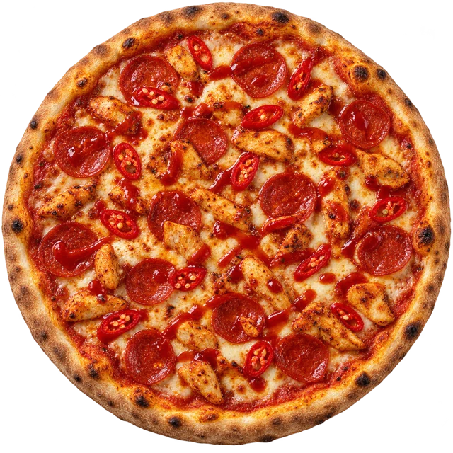 Inferno — sos pom., ser, peperoni, kurczak pikantny, chili, chili sos
